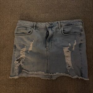 Forever 21 Light Blue Distressed Mini Skirt